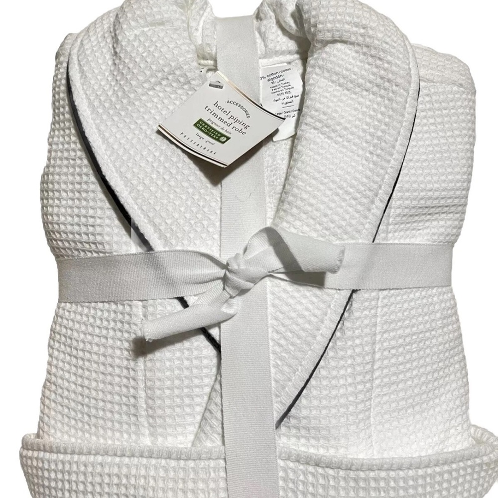 Pottery Barn White Textured Robe